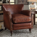 Leeds Accent Chair in Vintage Dark Brown Top Grain Leather
