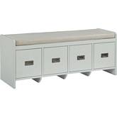 Berci Storage Bench in White Wood & Beige Fabric