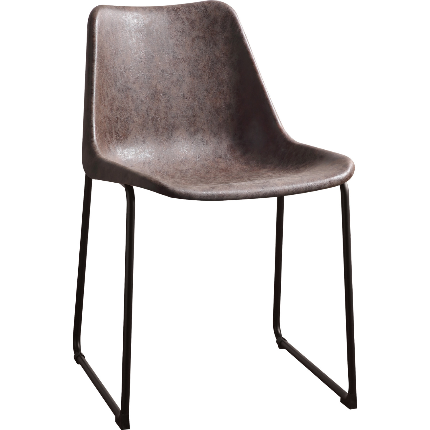 Acme 96802 Valgus Dining Chair in Vintage Mocha Leatherette on Black Metal  (Set of 2)