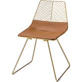 Fantasia Dining Chair in Whiskey Leatherette & Gold (Set of 2)