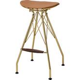 Dragea Bar Stool in Whiskey Leatherette & Gold (Set of 2)