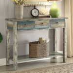 Glancio Console Table in Antique White & Teal