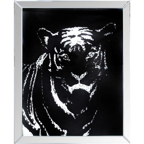 Nevina Wall Art in Mirror & Crystal Tiger