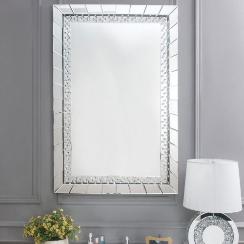 Nysa Accent Mirror in Mirrored Finish with Crystal Insert