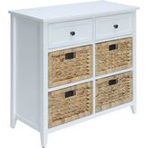 Flavius Console Table w/ 6 Drawers in White w/ Baskets