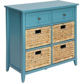 Flavius Console Table w/ 6 Drawers in Teal w/ Baskets