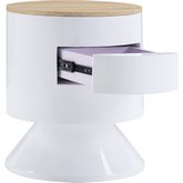 Otith Nightstand in High Gloss White & Wood