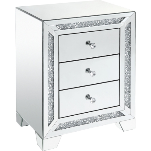 Noralie Nightstand in Mirror & Faux Diamond