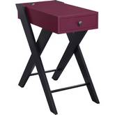 Fierce Side Table with USB Charging Dock in Burgundy & Black Finish Wood