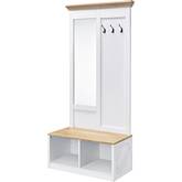 Melati Hall Tree in Light Oak & White Finish
