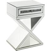 Noralie Accent End Table in Mirror & Faux Diamonds