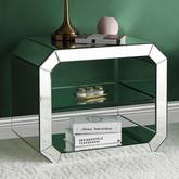 Meria Accent End Table in Mirror & Clear Glass