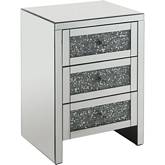 Noralie Accent End Table in Mirror & Faux Diamonds