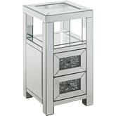Noralie Accent End Table in Glass, Mirror & Faux Diamonds