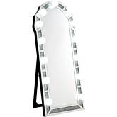 Noralie Lighted Floor Mirror in Mirror & Faux Diamonds