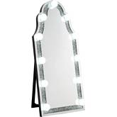 Noralie Lighted Floor Mirror in Mirror & Faux Diamonds