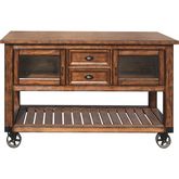 Kadri Kitchen Cart in Distressed Chestnut with Casters