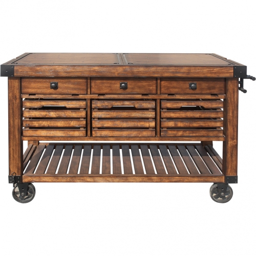 Kaif Kitchen Cart in Distressed Chestnut