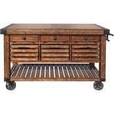 Kaif Kitchen Cart in Distressed Chestnut