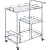 Splinter Serving Cart in Clear Glass & Chrome Finish