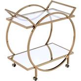 Traverse Serving Cart in Champagne Metal & Mirror