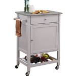 Hoogzen Kitchen Cart in Stainless Steel & Gray