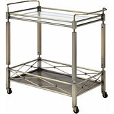 Matiesen Serving Cart in Antique Gold & Clear Glass