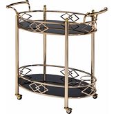 Ottesen Serving Cart in Gold & Black Glass