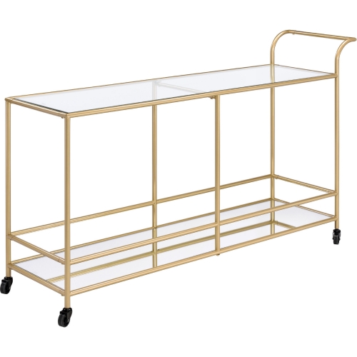 Kenda Serving Cart in Tempered Glass, Mirror & Gold