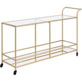 Kenda Serving Cart in Tempered Glass, Mirror & Gold
