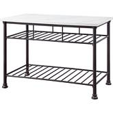 Freyja Kitchen Island in White Cultured Stone & Gray Finish