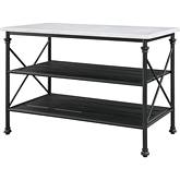 Brahm Kitchen Island in White Cultured Stone & Gray Finish