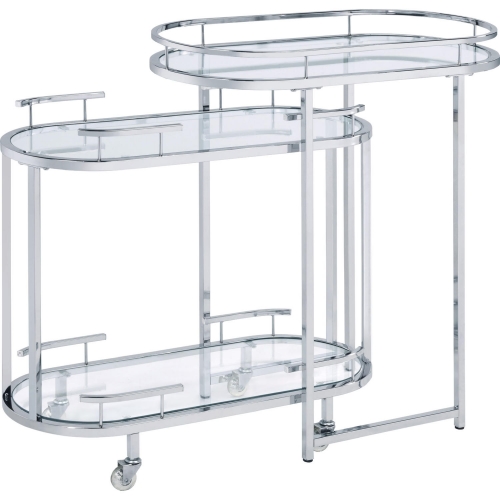 Piffo Nesting Serving Cart & Bar Table in Tempered Glass & Chrome