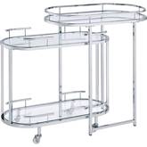 Piffo Nesting Serving Cart & Bar Table in Tempered Glass & Chrome