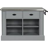 Urrur Kitchen Island in Gray Finish & Stainless Steel