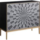 Quilla Accent Cabinet in Black, Gray & Brass Metal