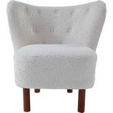 Zusud Accent Chair in White Teddy Sherpa & Wood