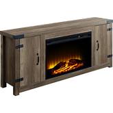 Tobias 54" Fireplace TV Stand in Rustic Oak Finish