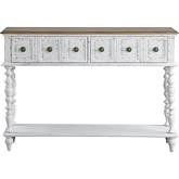 Bence Console Table in Wood & Antique White Finish