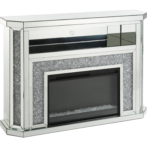 Noralie Fireplace with LED in Mirror & Faux Diamonds