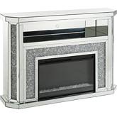 Noralie Fireplace with LED in Mirror & Faux Diamonds