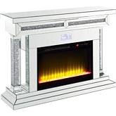 Noralie Fireplace with Bluetooth in Mirror & Faux Diamonds
