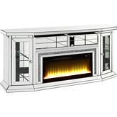 Noralie Fireplace 67" TV Stand & LED in Mirror & Faux Diamonds