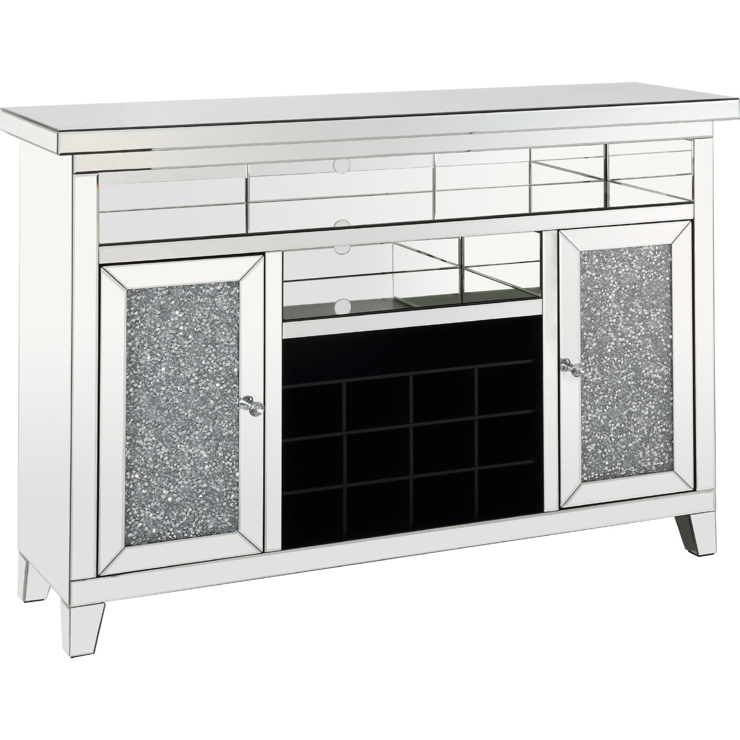 ACME Furniture Noralie Mirrored Wine Cabinet with LED - Thumbnail 4