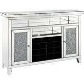 Noralie Wine Cabinet with LED in Mirror & Faux Diamonds