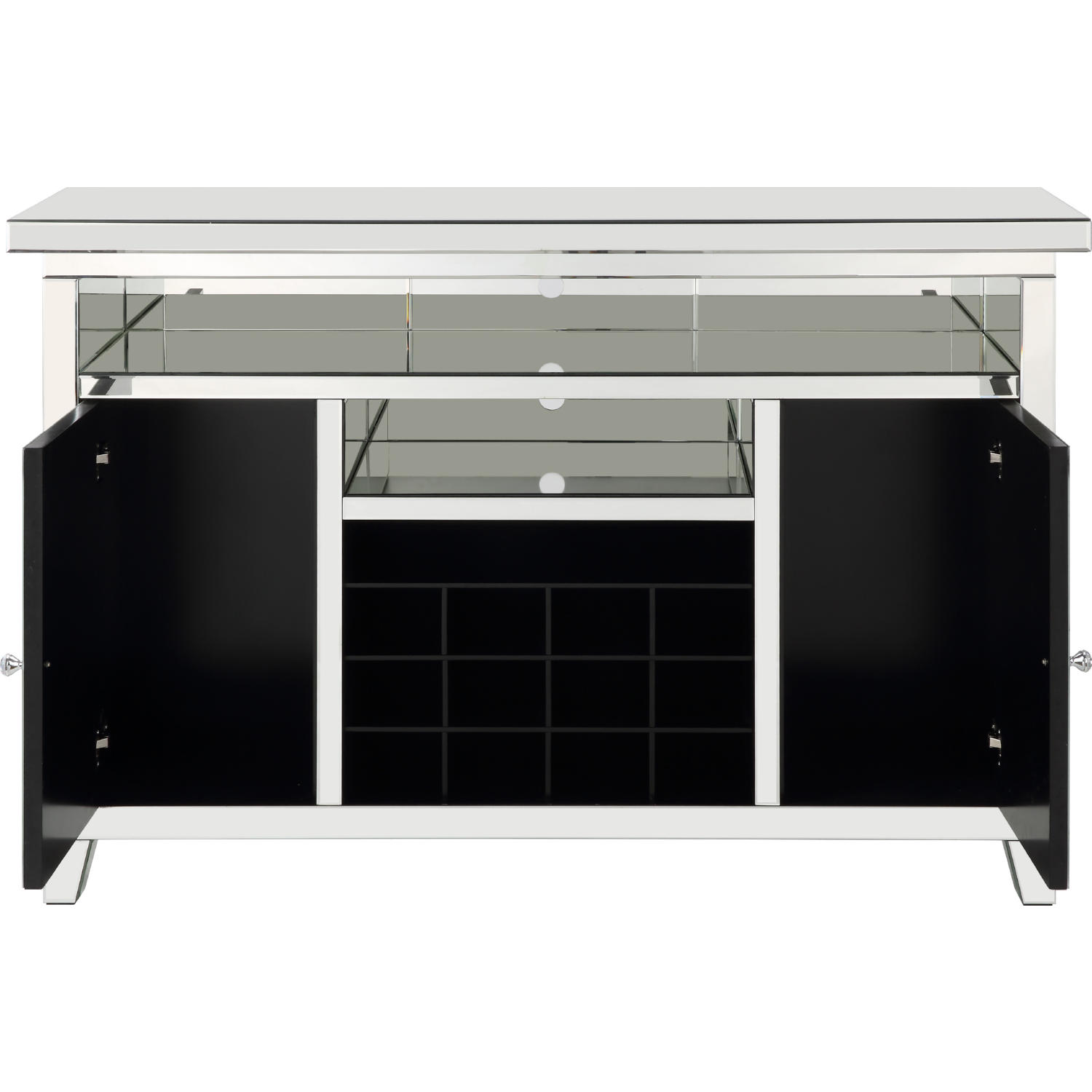 ACME Furniture Noralie Mirrored Wine Cabinet with LED - Thumbnail 2