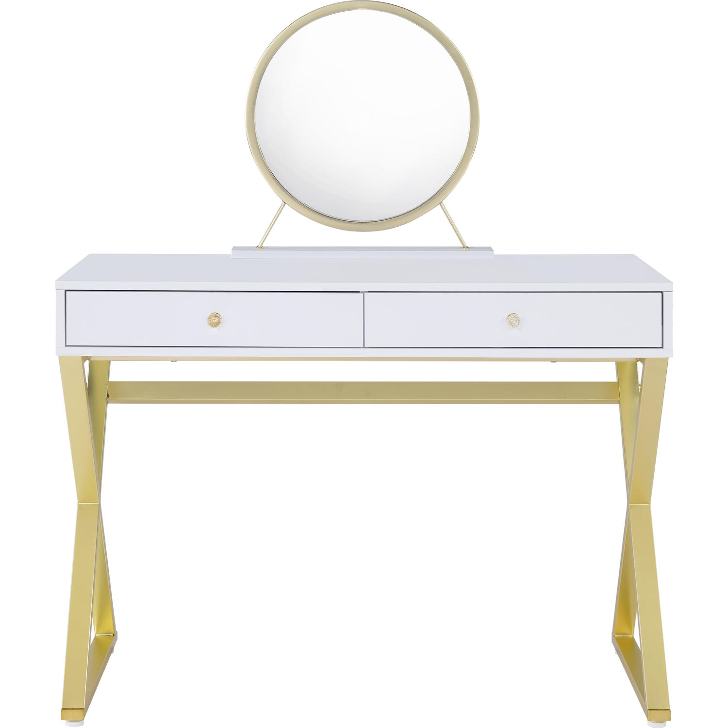 slim fit dress slacks White Makeup Vanity Table Set with Metal Gold Legs and Mirror