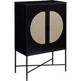 Colson Wine Cabinet in Black & Rattan