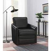 Rocha Swivel Accent Chair in Black Leathaire with Nailhead Trim