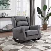 Fabien Accent Rocking Chair in Gray Fabric & Wood